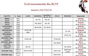 Créneaux d'entrainements