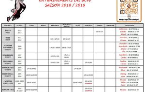 Horaires des entrainements