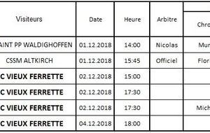 Planning de la table de marque du 1, 2 et 4 decembre