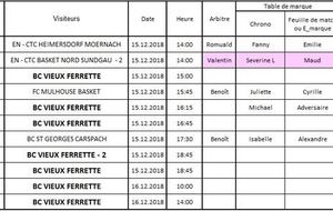 Planning de la table de marque du 15 et 16 décembre