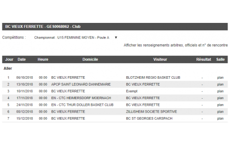 Championnat 2018-2019 U15F Moyen Poule A