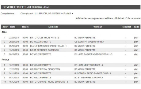 Championnat 2018-2019 U11M Niveau 3 - Poule B
