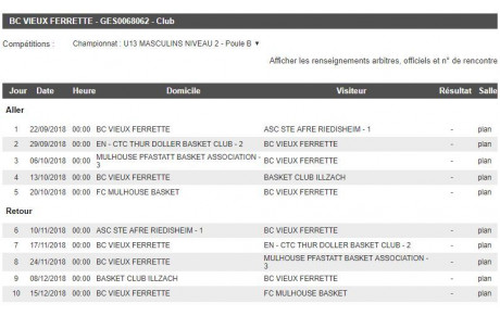 Championnat 2018-2019 U13M Niveau 2 - Poule B