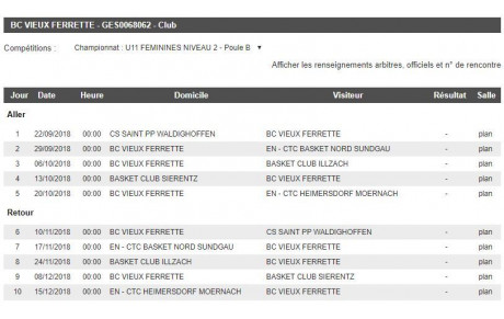 Championnat 2018-2019 U11F Niveau 2 - Poule B