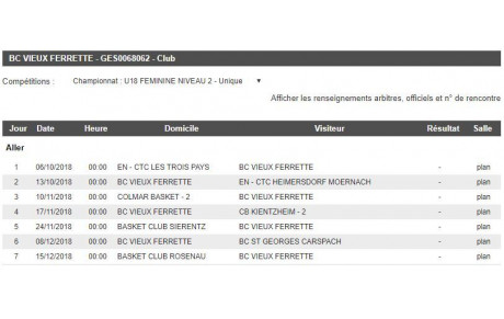 Championnat 2018-2019 U18F Niveau 2