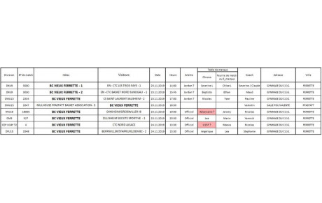Planning de la table de marque du 23 et 24 novembre
